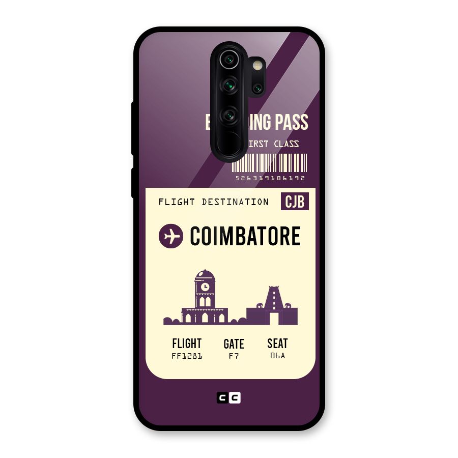 Coimbatore Boarding Pass Glass Back Case for Redmi Note 8 Pro