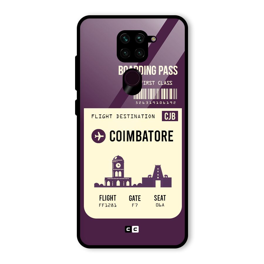 Coimbatore Boarding Pass Glass Back Case for Redmi Note 9