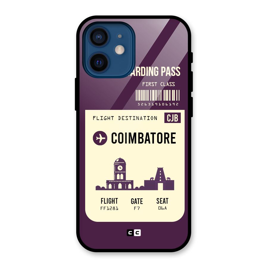Coimbatore Boarding Pass Glass Back Case for iPhone 12 Mini