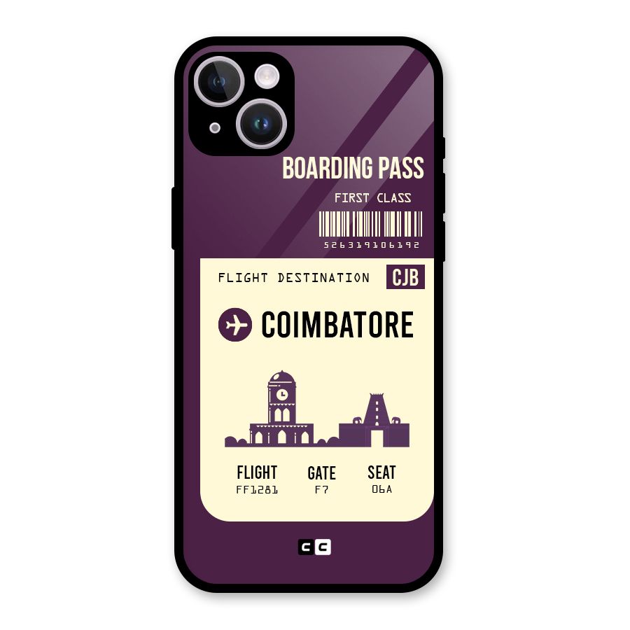 Coimbatore Boarding Pass Glass Back Case for iPhone 14 Plus