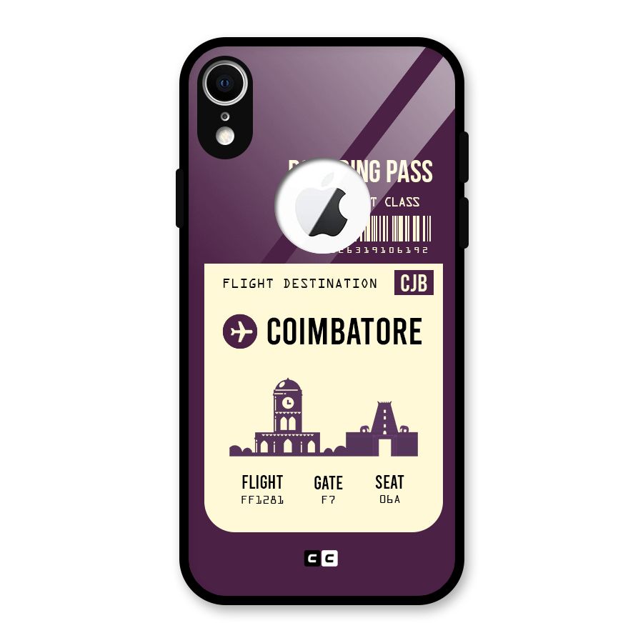 Coimbatore Boarding Pass Glass Back Case for iPhone XR Logo Cut