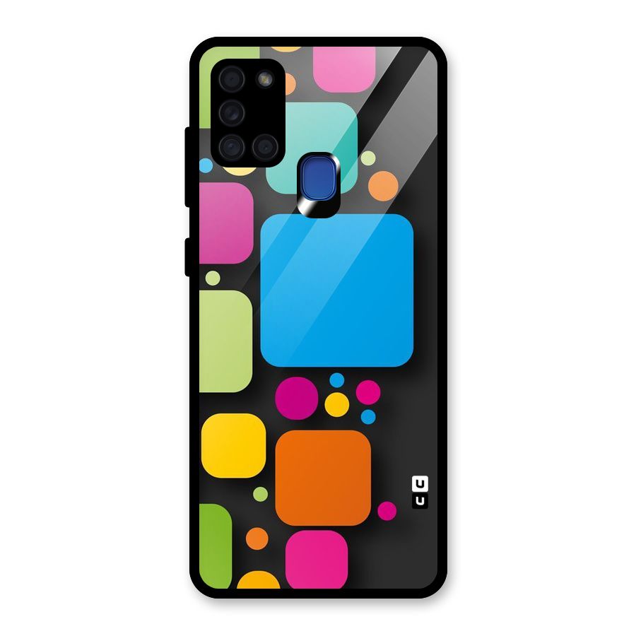 Color Boxes Abstract Glass Back Case for Galaxy A21s