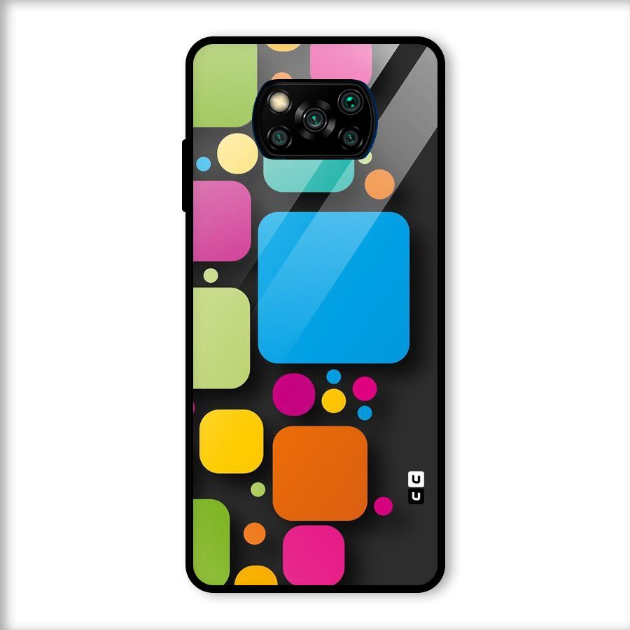 Color Boxes Abstract Glass Back Case for Poco X3