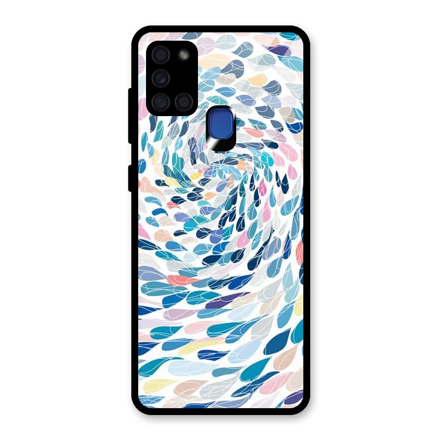 Color Droplets Swirls Glass Back Case for Galaxy A21s