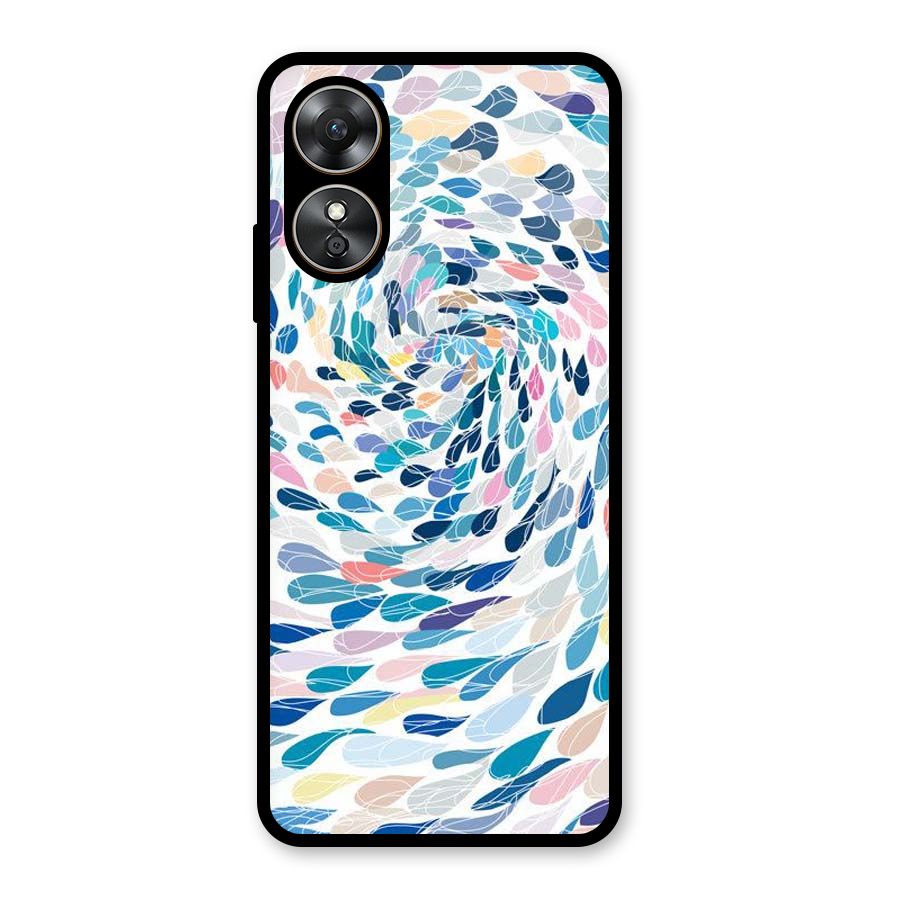 Color Droplets Swirls Glass Back Case for Oppo A17