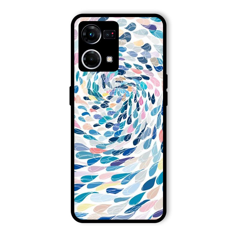 Color Droplets Swirls Glass Back Case for Oppo F21 Pro 5G
