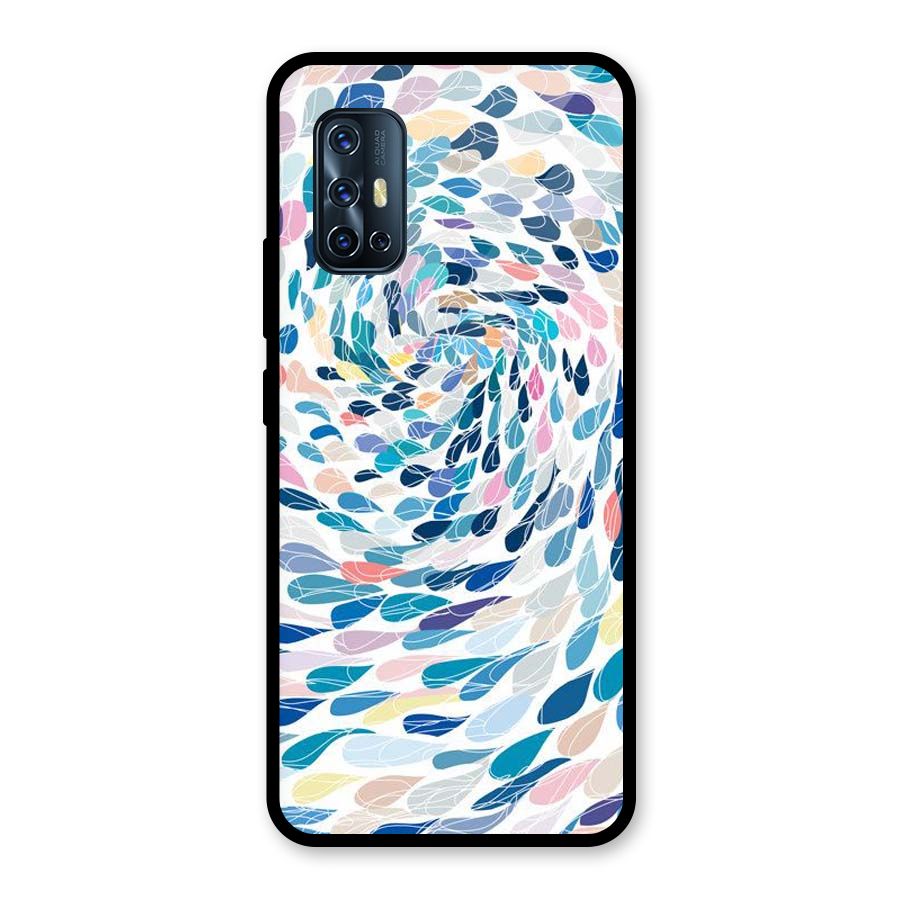 Color Droplets Swirls Glass Back Case for Vivo V17