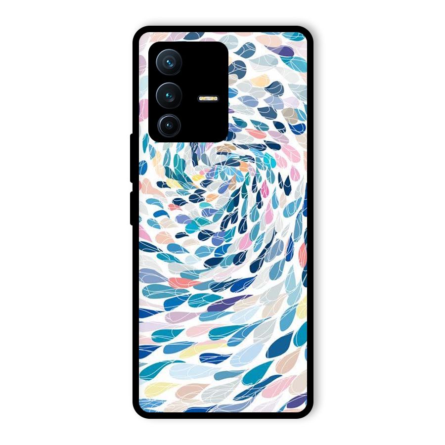 Color Droplets Swirls Glass Back Case for Vivo V23 Pro