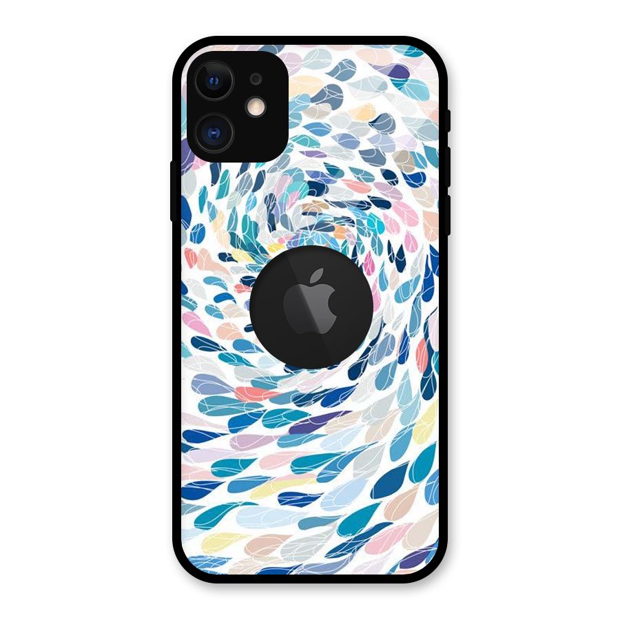 Color Droplets Swirls Glass Back Case for iPhone 11 Logo Cut