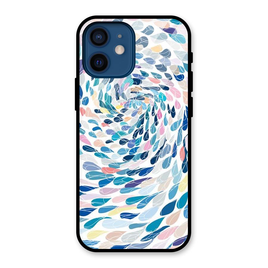 Color Droplets Swirls Glass Back Case for iPhone 12 Mini