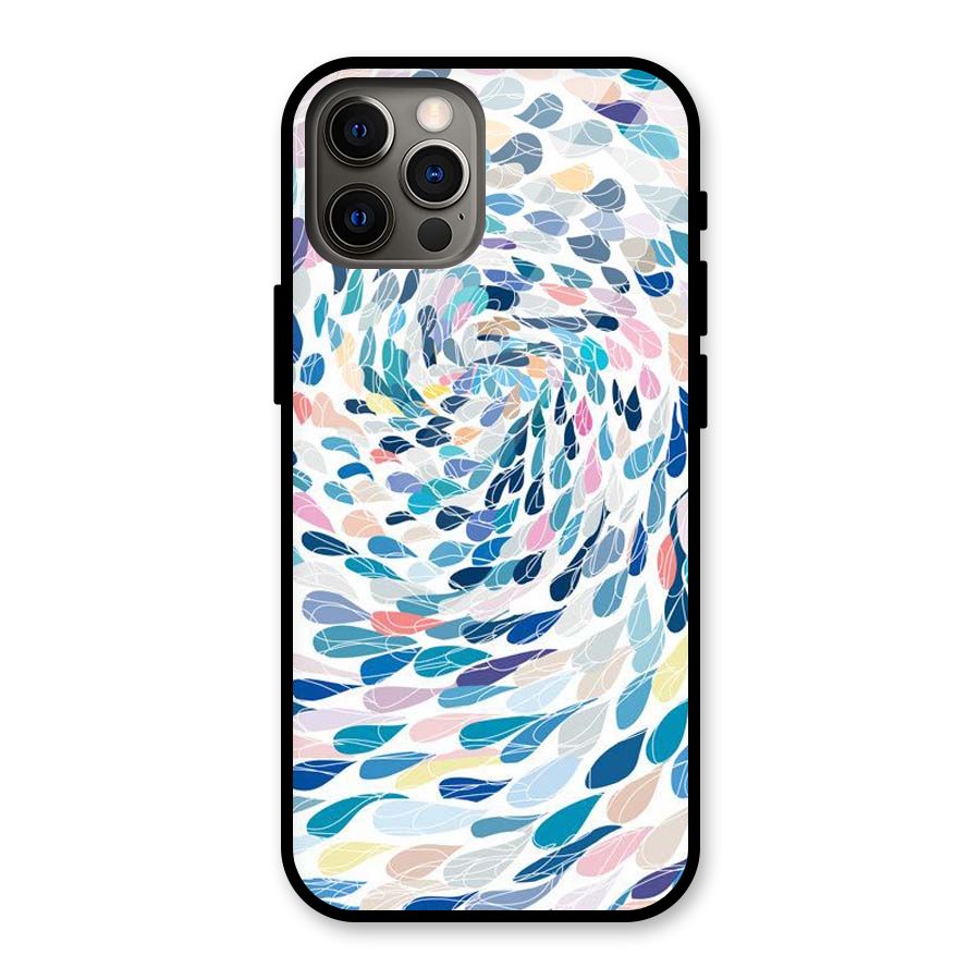 Color Droplets Swirls Glass Back Case for iPhone 12 Pro