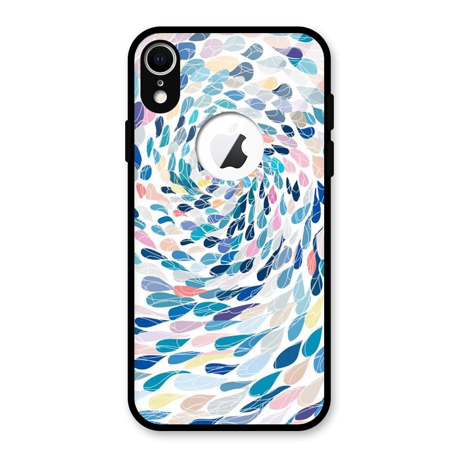 Color Droplets Swirls Glass Back Case for iPhone XR Logo Cut