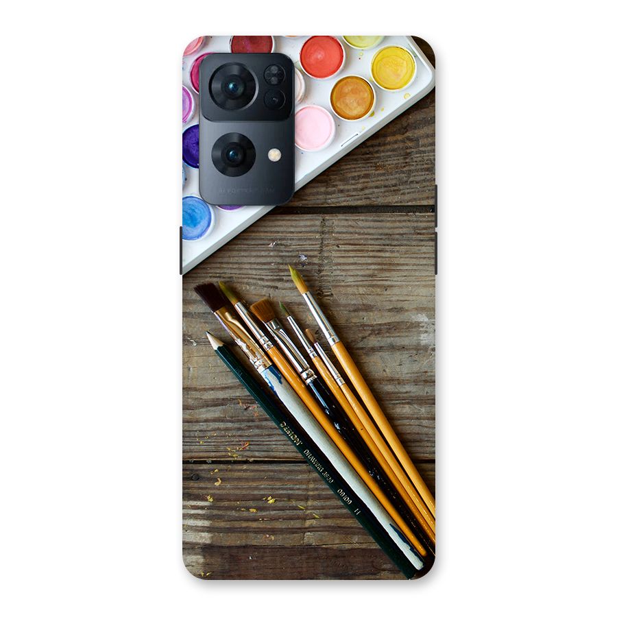 Color Palette and Brush Back Case for Oppo Reno7 Pro 5G