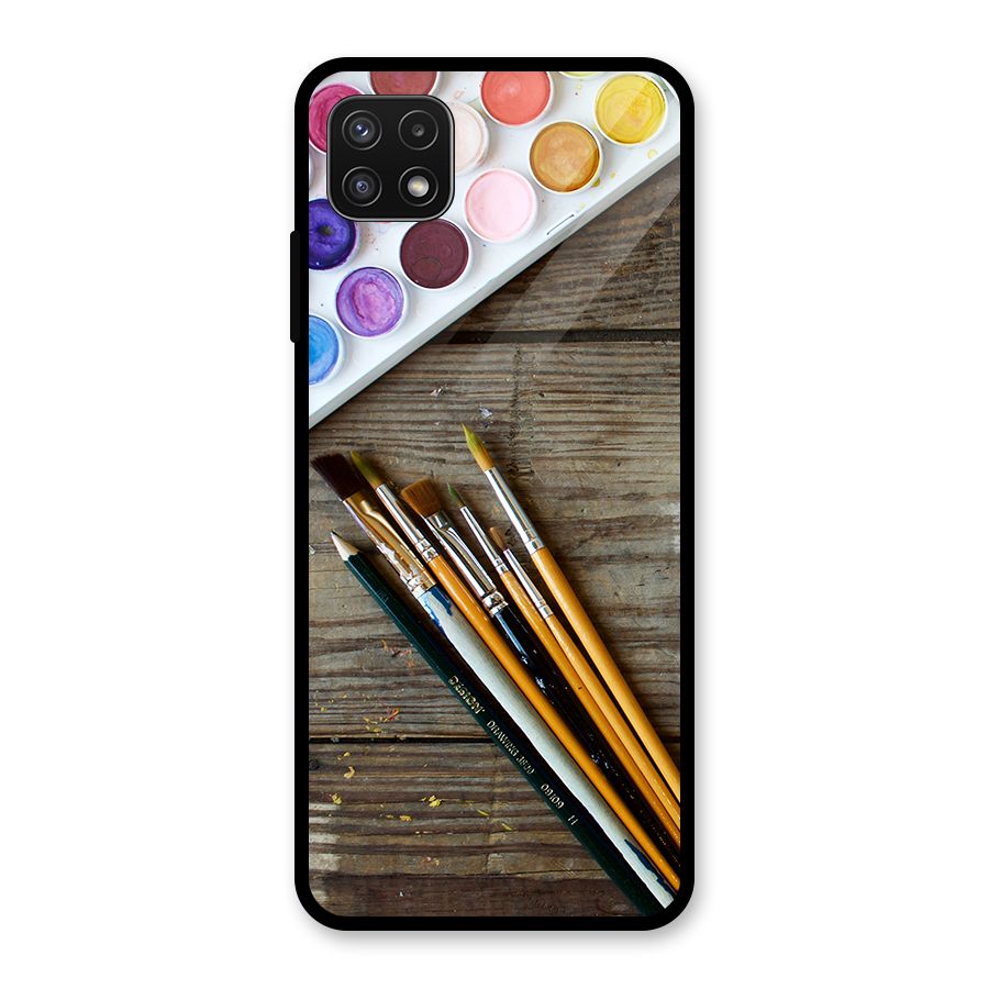 Color Palette and Brush Glass Back Case for Galaxy A22 5G