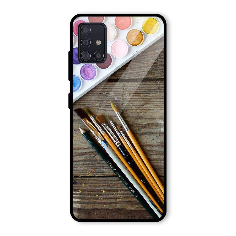 Color Palette and Brush Glass Back Case for Galaxy A51