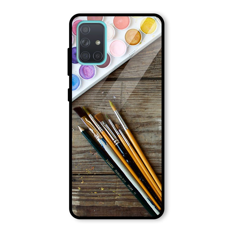 Color Palette and Brush Glass Back Case for Galaxy A71