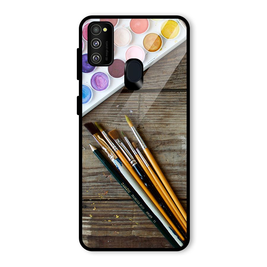 Color Palette and Brush Glass Back Case for Galaxy M21