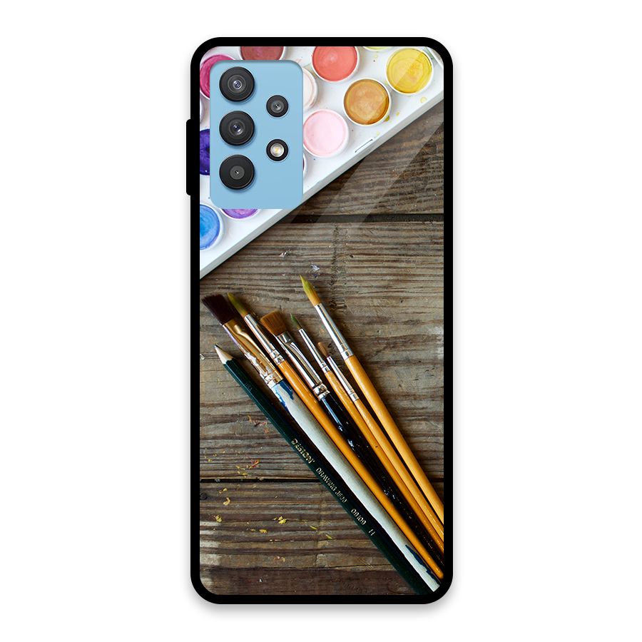 Color Palette and Brush Glass Back Case for Galaxy M32 5G