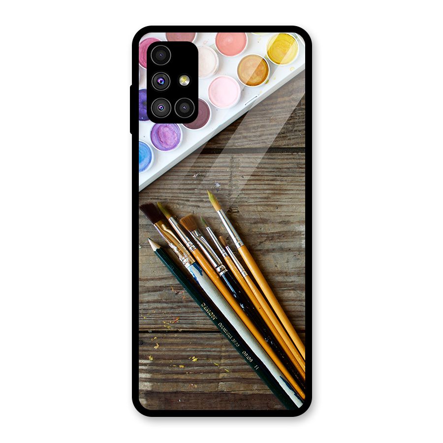 Color Palette and Brush Glass Back Case for Galaxy M51
