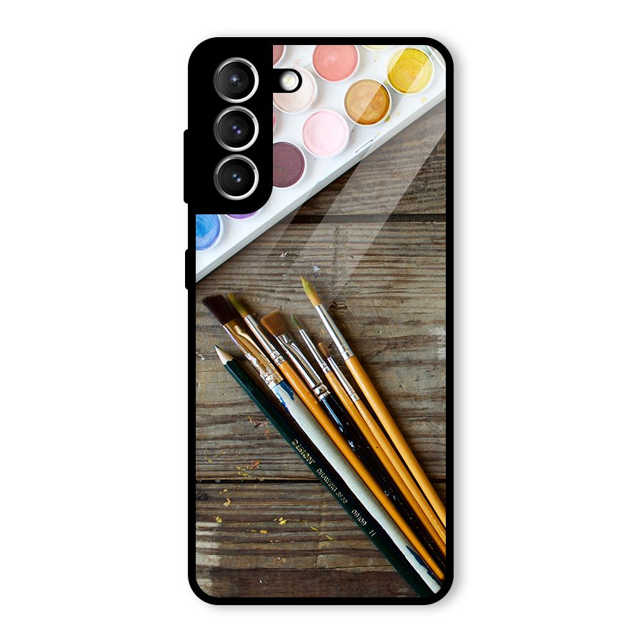 Color Palette and Brush Glass Back Case for Galaxy S21 5G