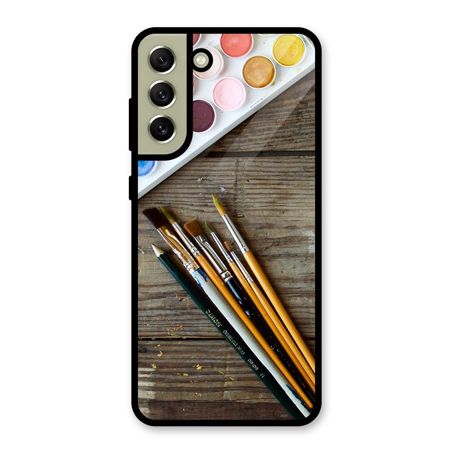 Color Palette and Brush Glass Back Case for Galaxy S21 FE 5G