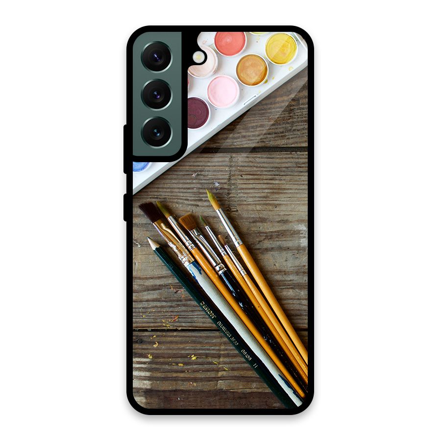 Color Palette and Brush Glass Back Case for Galaxy S22 5G