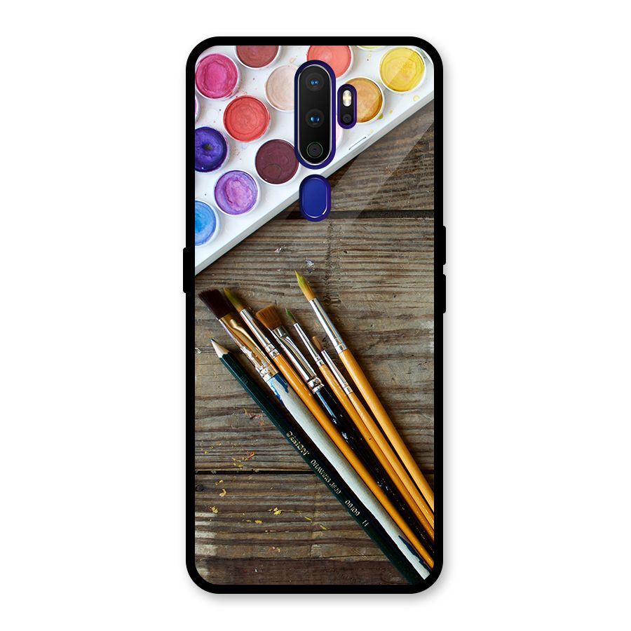 Color Palette and Brush Glass Back Case for Oppo A9 (2020)
