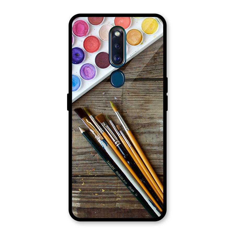 Color Palette and Brush Glass Back Case for Oppo F11 Pro