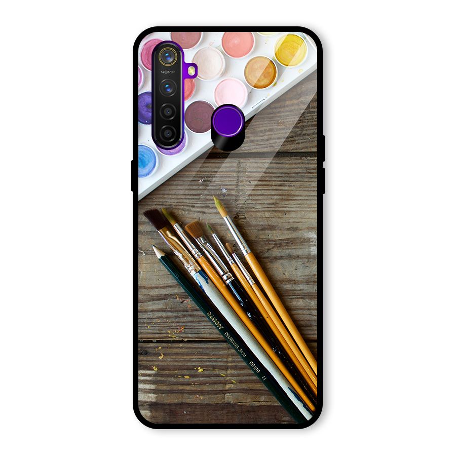 Color Palette and Brush Glass Back Case for Realme 5 Pro