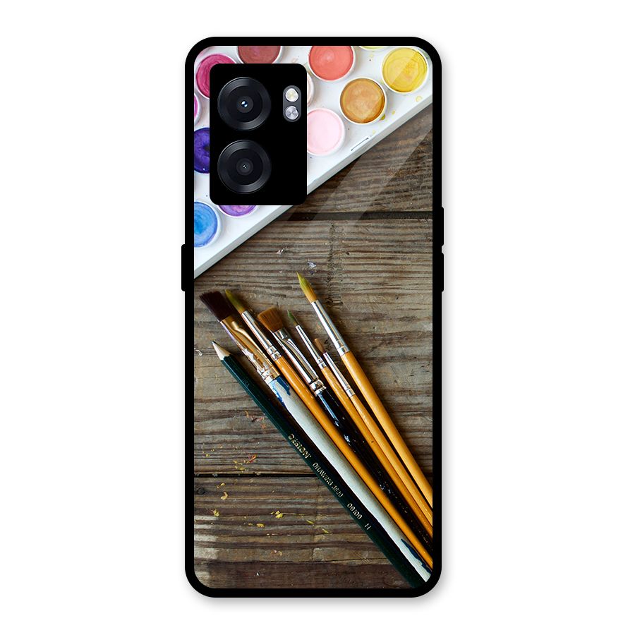 Color Palette and Brush Glass Back Case for Realme Narzo 50 5G