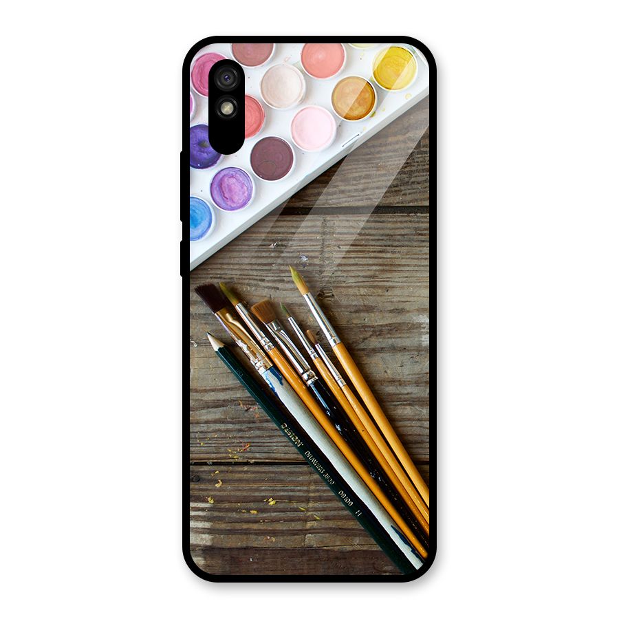 Color Palette and Brush Glass Back Case for Redmi 9i