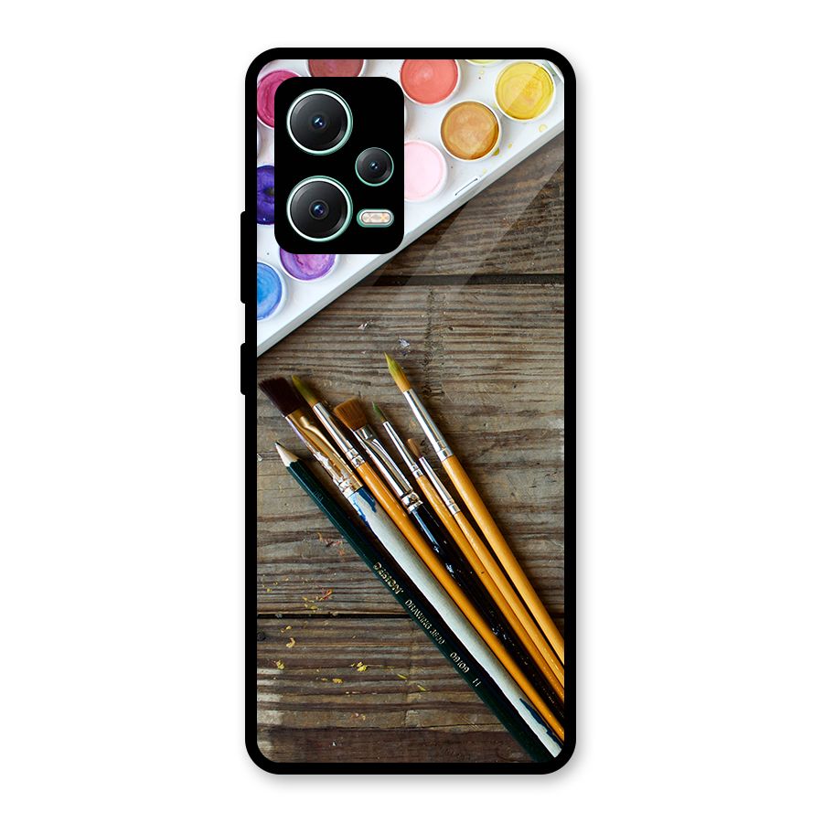 Color Palette and Brush Glass Back Case for Redmi Note 12 5G