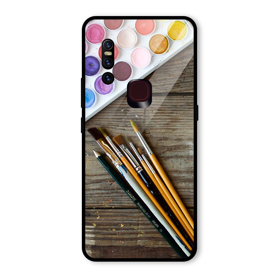 Color Palette and Brush Glass Back Case for Vivo V15