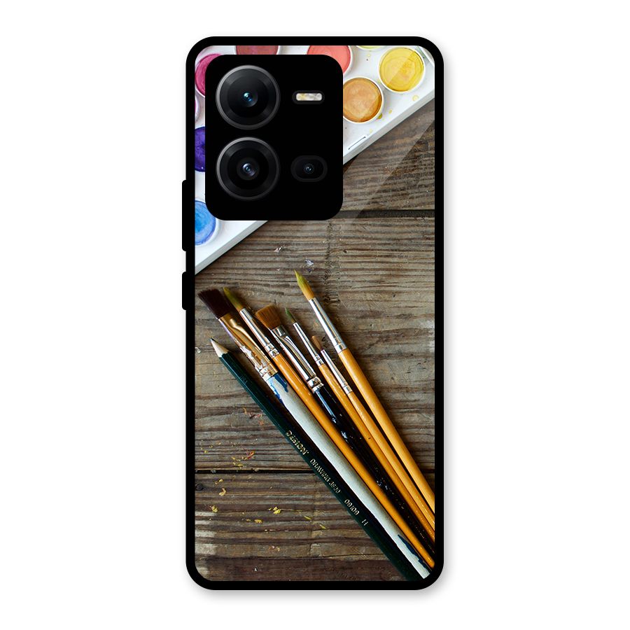 Color Palette and Brush Glass Back Case for Vivo V25