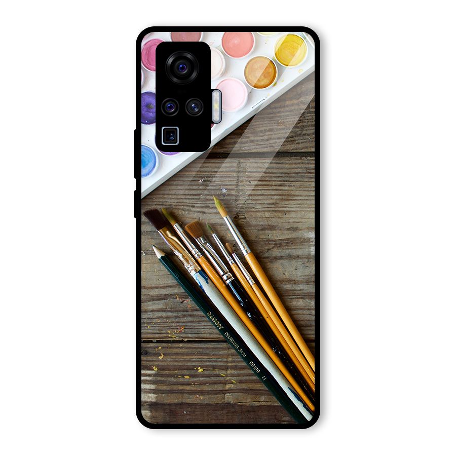 Color Palette and Brush Glass Back Case for Vivo X50 Pro