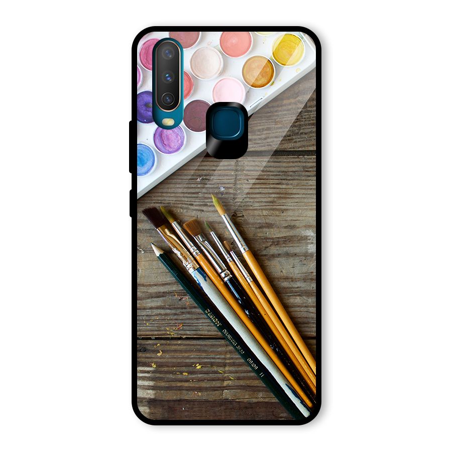 Color Palette and Brush Glass Back Case for Vivo Y15