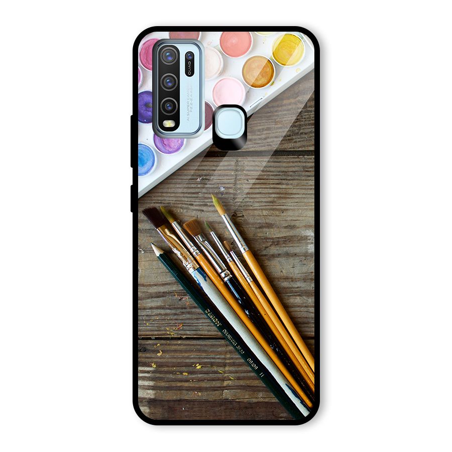 Color Palette and Brush Glass Back Case for Vivo Y50
