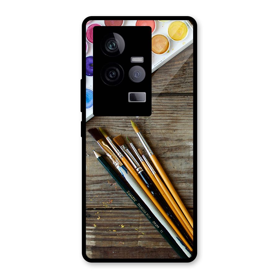 Color Palette and Brush Glass Back Case for Vivo iQOO 11 5G