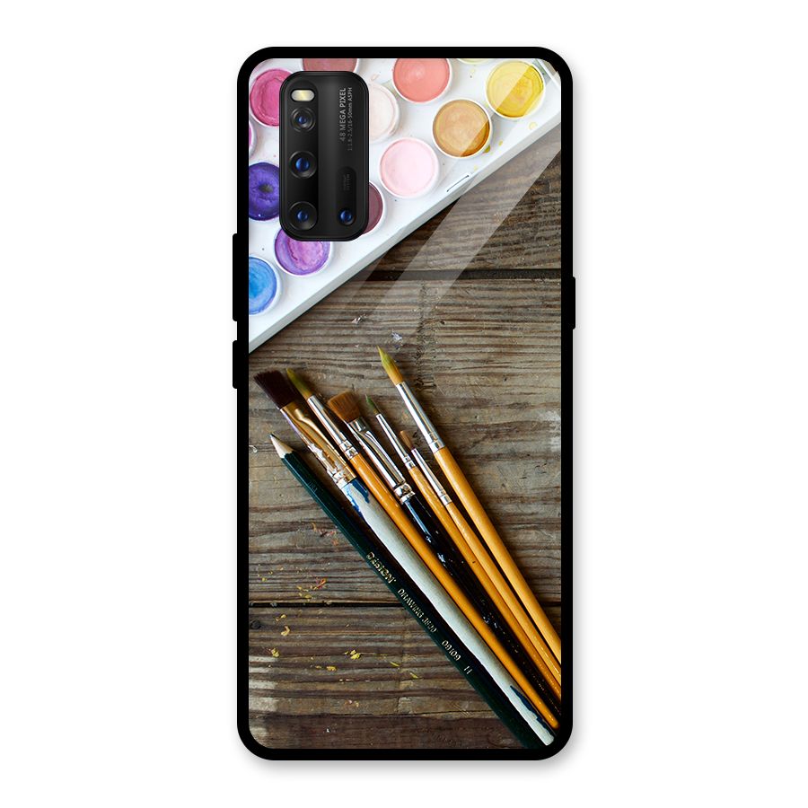 Color Palette and Brush Glass Back Case for Vivo iQOO 3