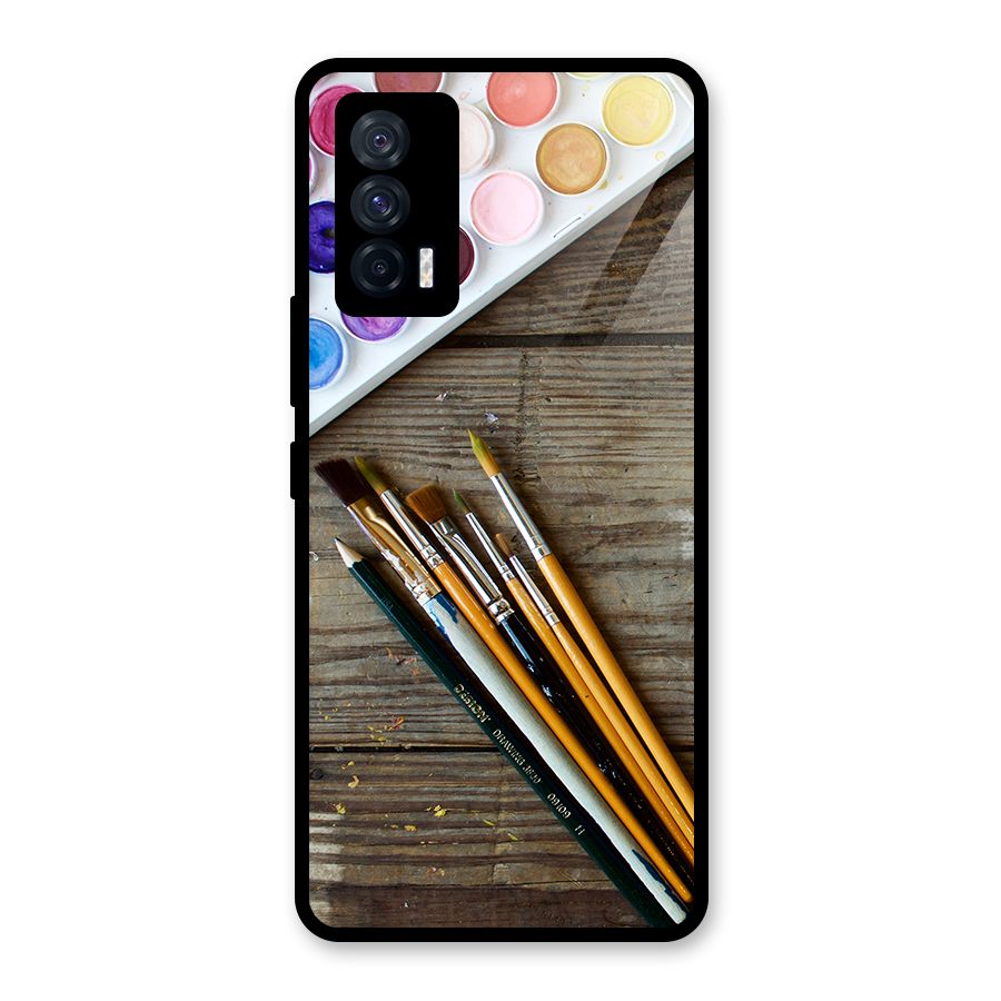 Color Palette and Brush Glass Back Case for Vivo iQOO 7 5G