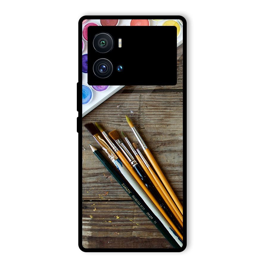 Color Palette and Brush Glass Back Case for Vivo iQOO 9 Pro