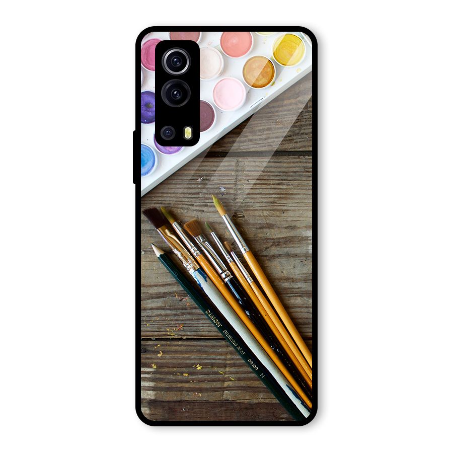 Color Palette and Brush Glass Back Case for Vivo iQOO Z3