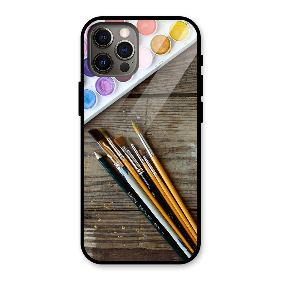 Color Palette and Brush Glass Back Case for iPhone 12 Pro