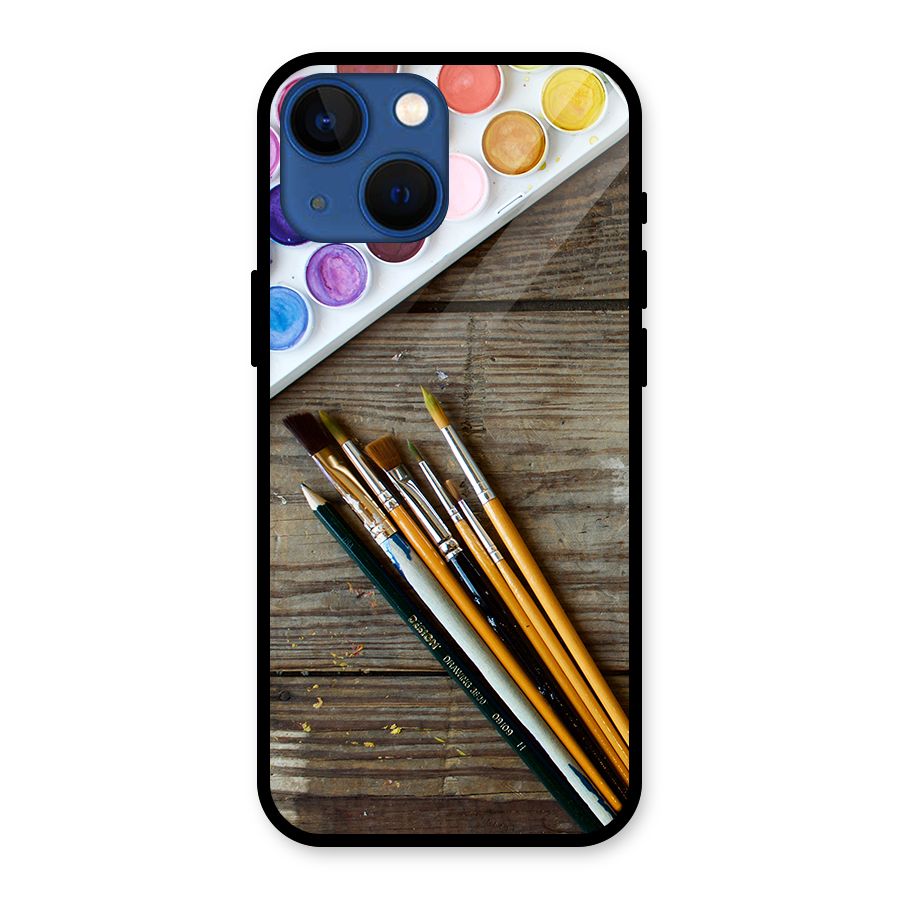 Color Palette and Brush Glass Back Case for iPhone 13 Mini