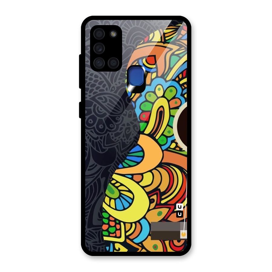 Colored Blocks Glass Back Case for Galaxy A21s