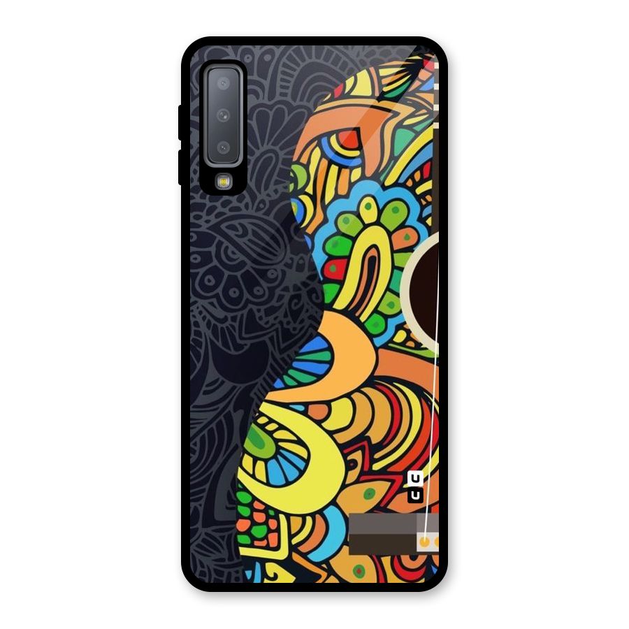Colored Blocks Glass Back Case for Galaxy A7 (2018)