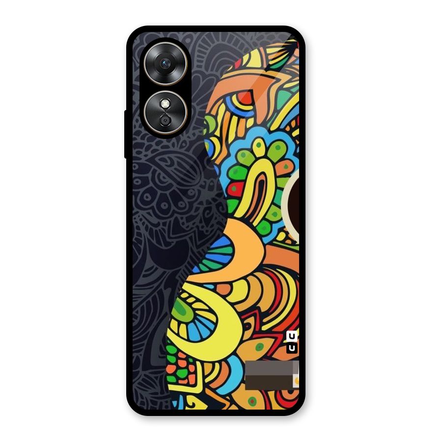 Colored Blocks Glass Back Case for Oppo A17