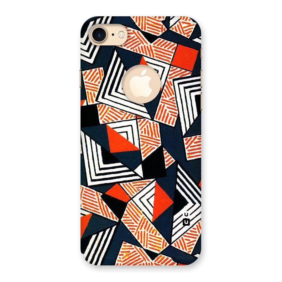 Colored Cuts Pattern Back Case for iPhone 7 Logo Cut
