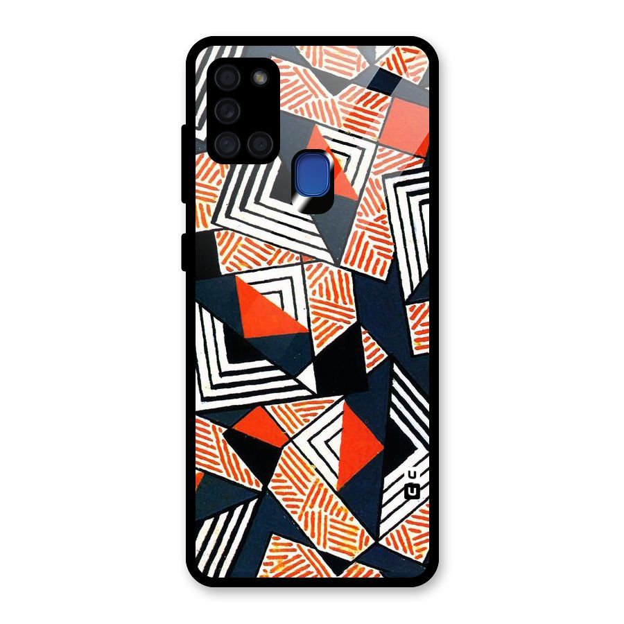 Colored Cuts Pattern Glass Back Case for Galaxy A21s