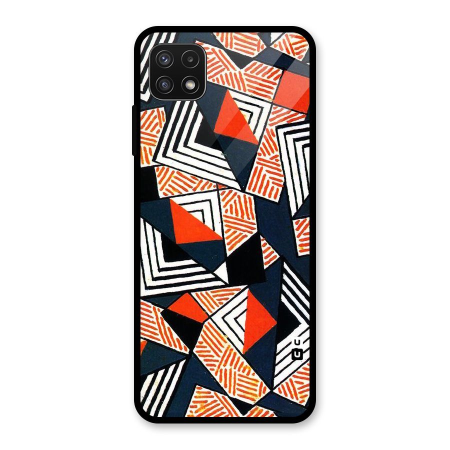 Colored Cuts Pattern Glass Back Case for Galaxy A22 5G
